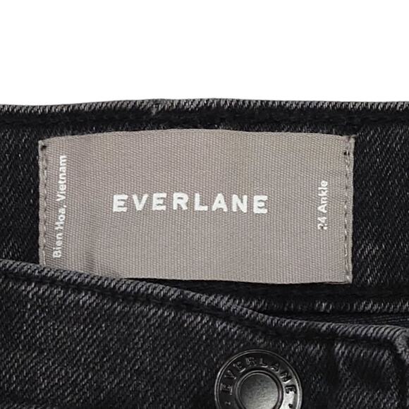 NWOT Everlane High Waist Straight Leg Ankle Denim Jeans Sz. 24x26 Washed Black - Picture 5 of 9